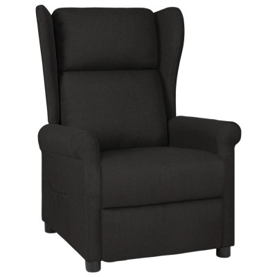 Reclining chair, black, fabric