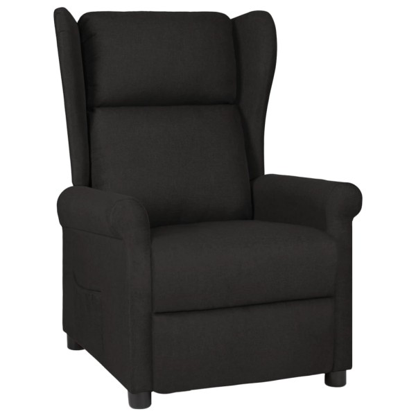 Reclining chair, black, fabric