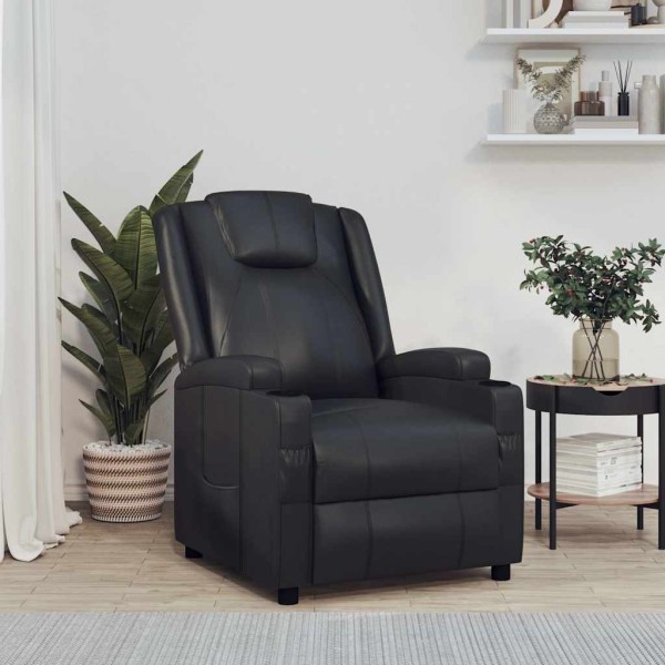 Reclining chair, black color, artificial leather