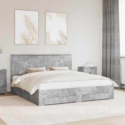 Bed frame Concrete gray 180...
