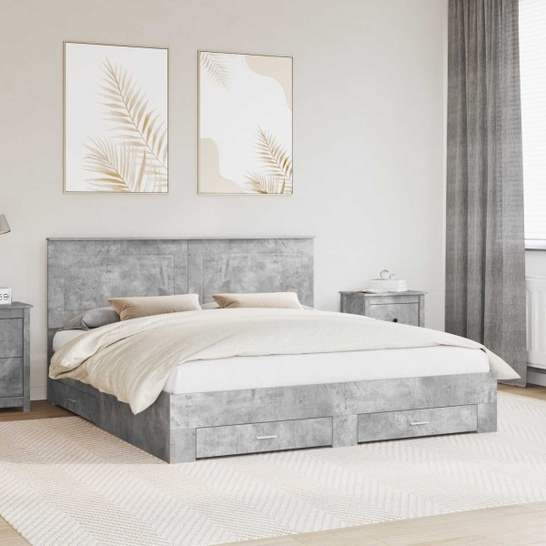 Bed frame Concrete gray 180 x 200 cm Treated wood