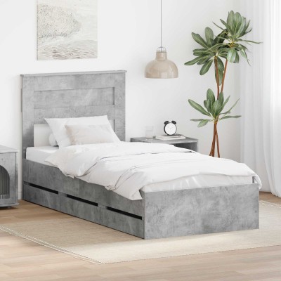 Bed frame Concrete gray 90...