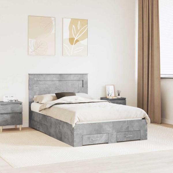 Bed frame Concrete gray 120 x 200 cm Treated wood
