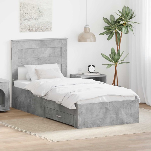 Bed frame Concrete gray 100 x 200 cm Treated wood