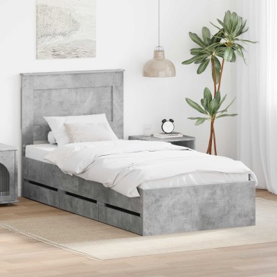 Bed frame Concrete gray 75...