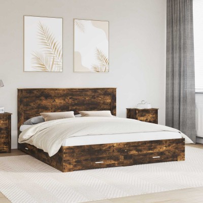 Bed frame with drawers and...