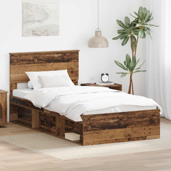 Bed frame Old wood 100 x 200 cm Solid pine wood