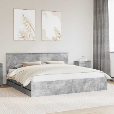 Bed frame Concrete gray 200...
