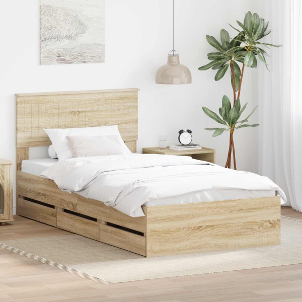 Bed frame Sonoma oak 100 x 200 cm Engineered wood