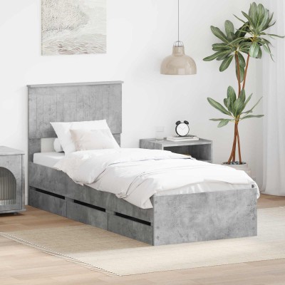 Bed frame Concrete gray 75...