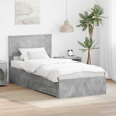 Bed frame Concrete gray 90...