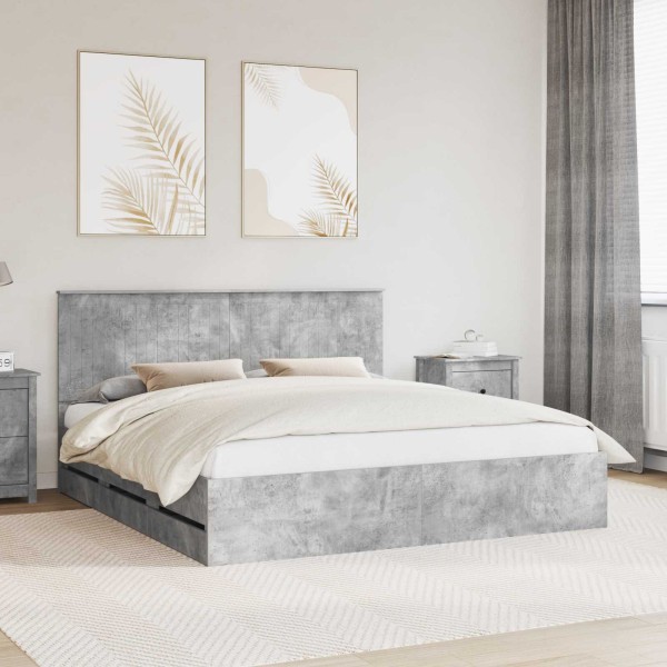 Bed frame Concrete gray 180 x 200 cm Engineered wood