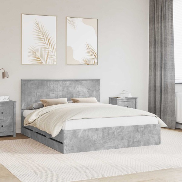 Bed frame Concrete gray 160 x 200 cm Engineered wood