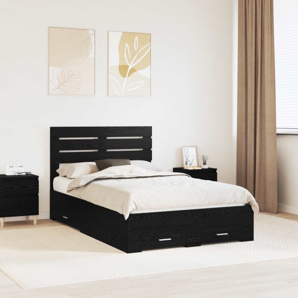 Bed frame with drawers and headboard. Treated wood