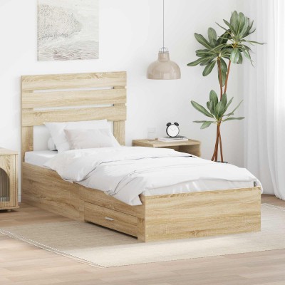 Bed frame with drawers and...