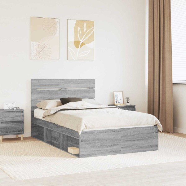 Bed frame Gray Sonoma 120 x 200 cm Solid pine wood