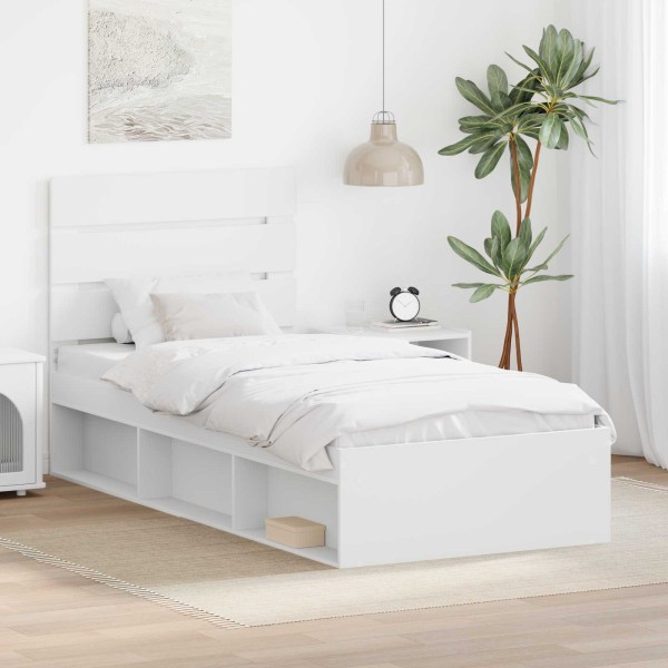 Bed frame White 90 x 190 cm Solid pine wood