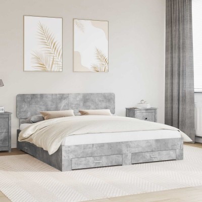 Bed frame Concrete gray 180...