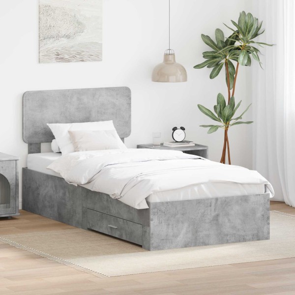 Bed frame Concrete gray 100 x 200 cm Treated wood