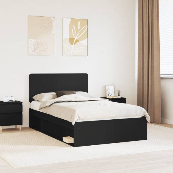 Bed frame Black 135 x 190 cm Solid pine wood