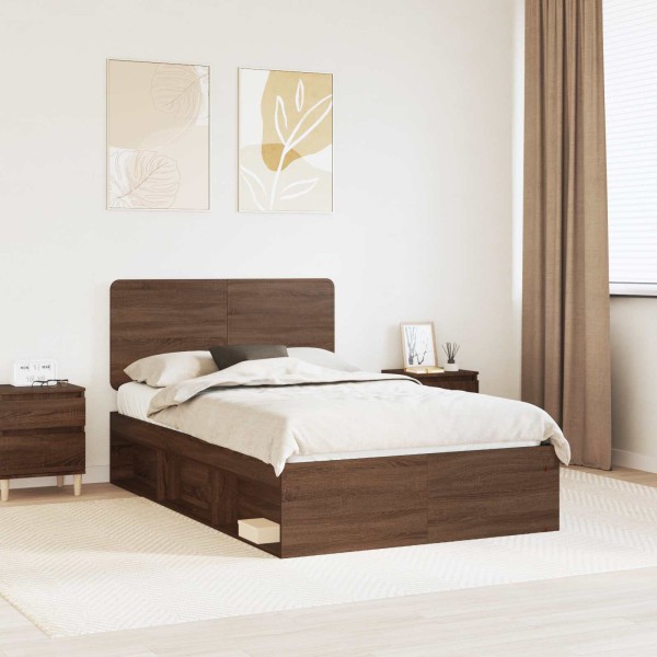 Bed frame Brown oak 120 x 190 cm Solid pine wood