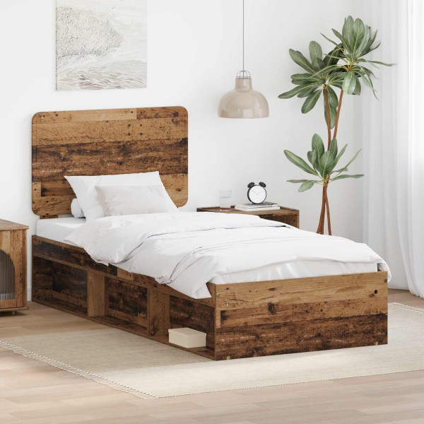 Bed frame Old wood 100 x 200 cm Solid pine wood