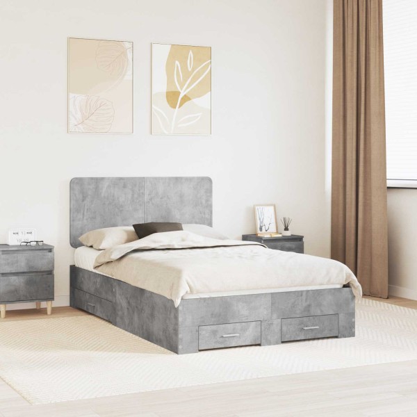 Bed frame Concrete gray 120 x 200 cm Treated wood
