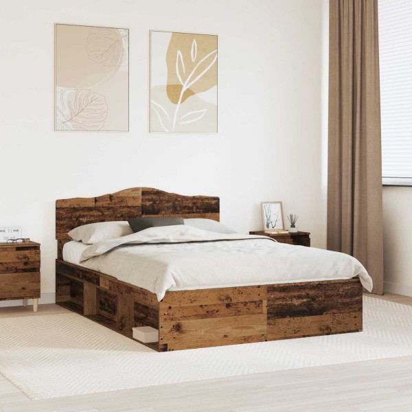 Bed frame Old wood 150 x 200 cm Solid pine wood