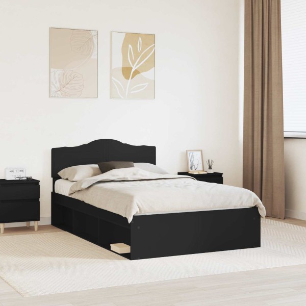 Bed frame Black 135 x 190 cm Solid pine wood