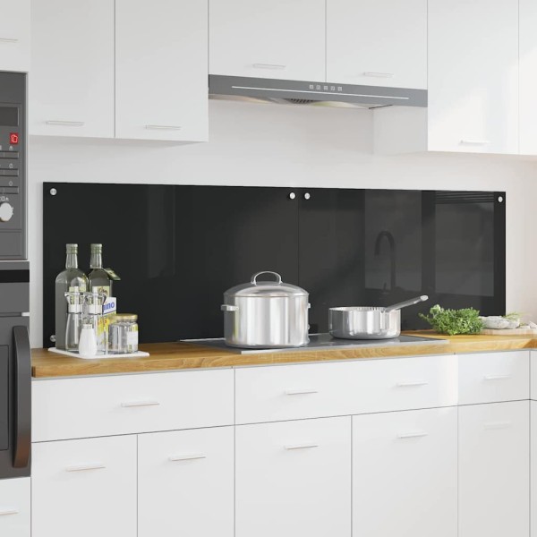 Kitchen back plate 2 pcs Black 90 x 50 cm