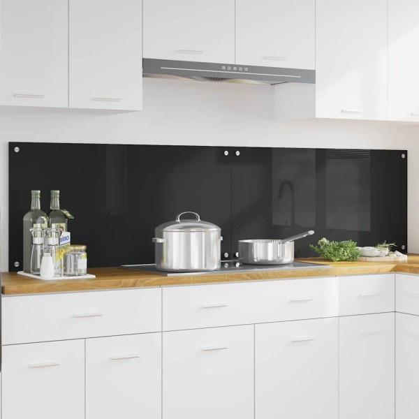 Kitchen back plate 2 pcs Black 100 x 50 cm