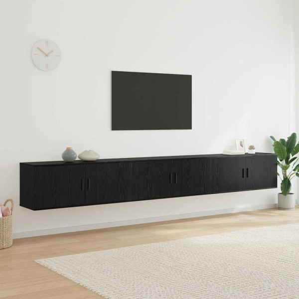 Wall TV cabinet set 3 pcs Black oak