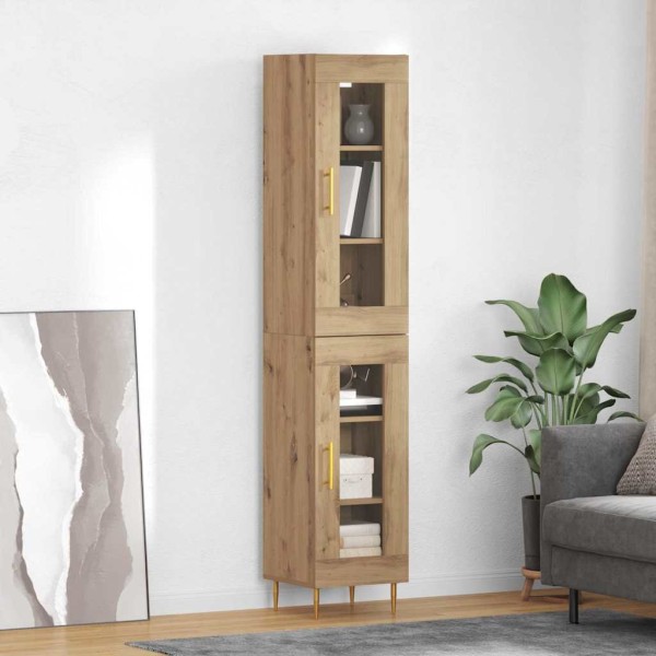 Aukštas spintelė 2 pcs Amatininkų ąžuolas Stiklas