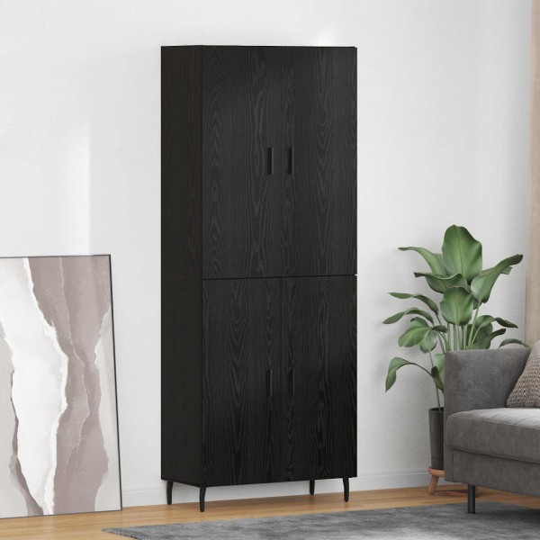 Aukštas spintelė 2 pcs juoda ąžuolo