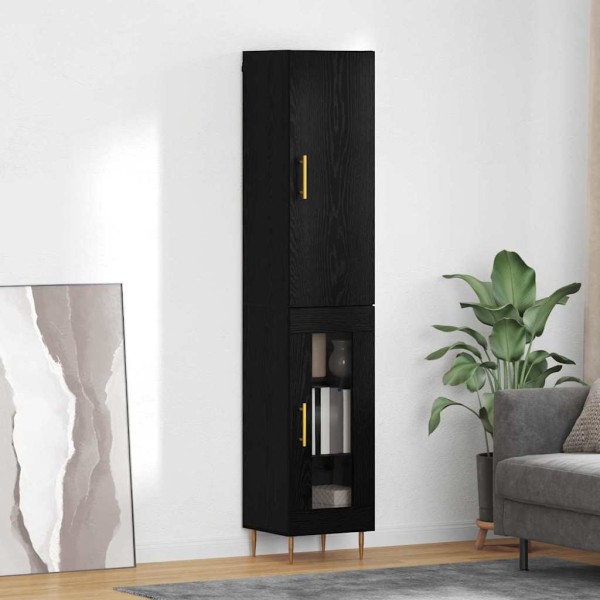 High cabinet 2 pcs Black oak Processed wood