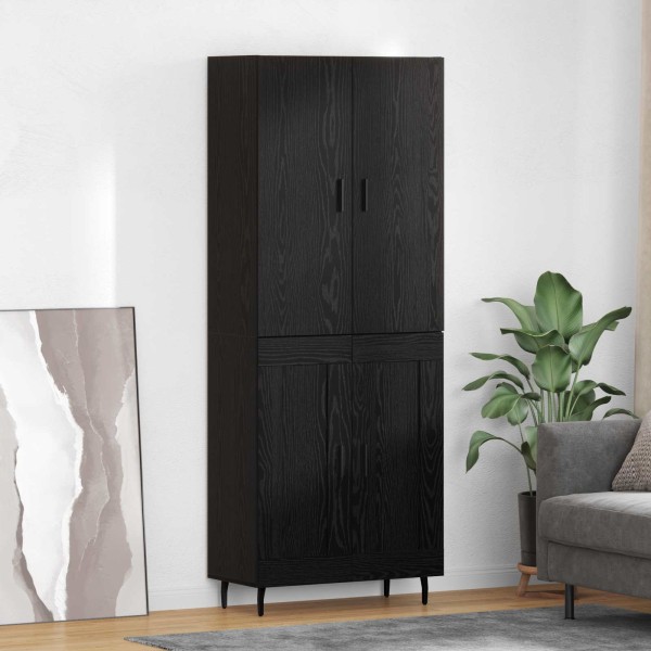 Aukštas spintelė 2 pcs juoda ąžuolo