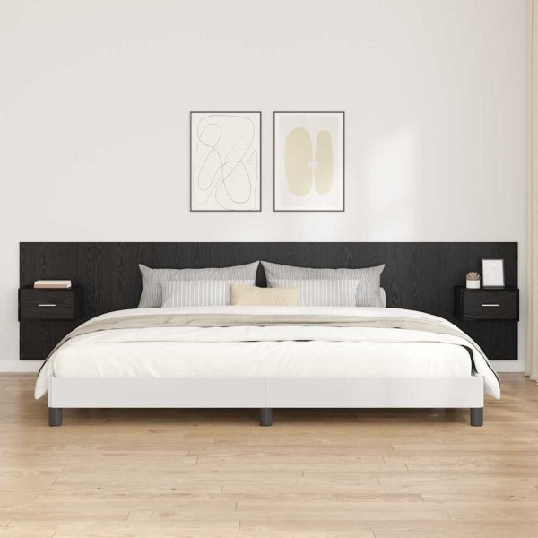Headboard with wardrobe 3 pcs Black oak Processed wood