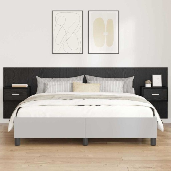 Headboard with wardrobe 3 pcs Black oak Processed wood