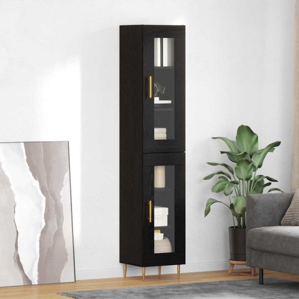 High cabinet 2 pcs Black oak Glass