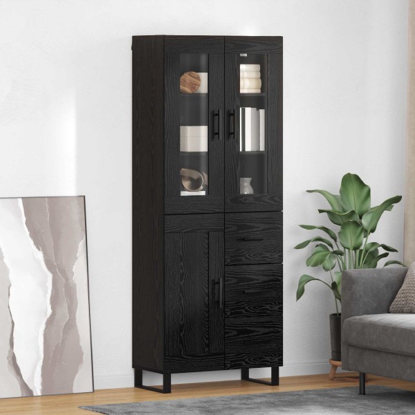 High cabinet with 2 drawers Black oak