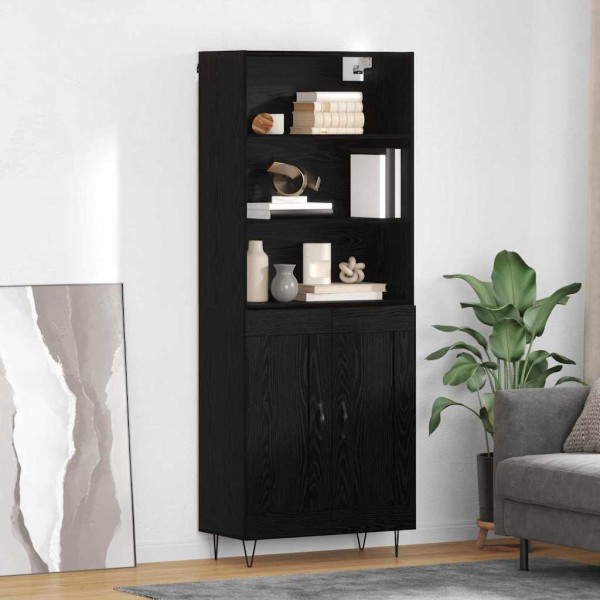 High cabinet 2 pcs Black oak Processed wood
