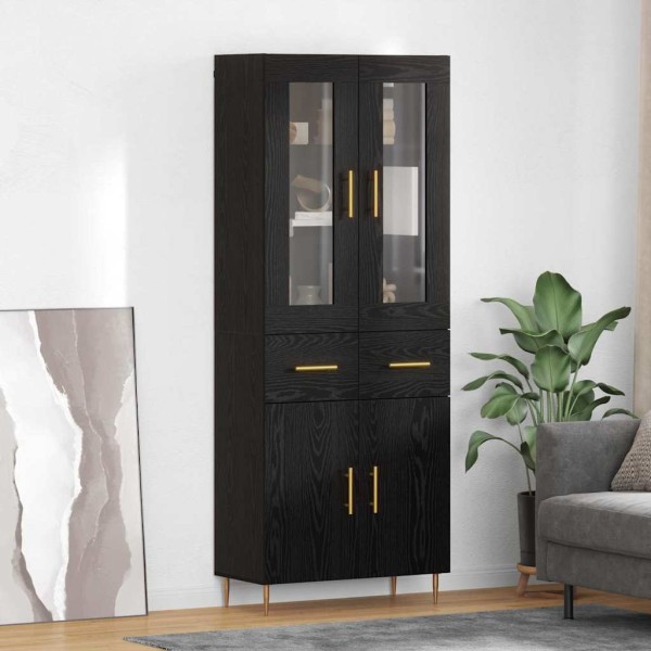 High cabinet 2 pcs Black oak Processed wood