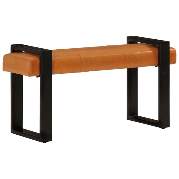 Bench, black and brown, 110cm, genuine goat leather