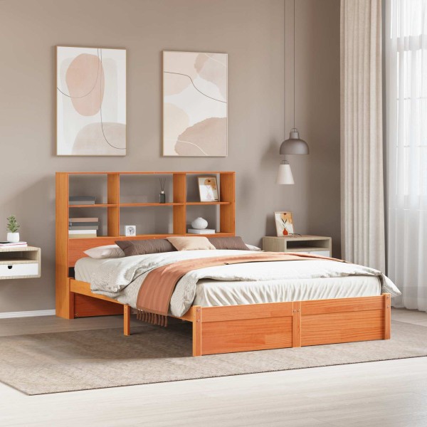 Bed frame with storage with storage Wax Brown 160 x 200 cm