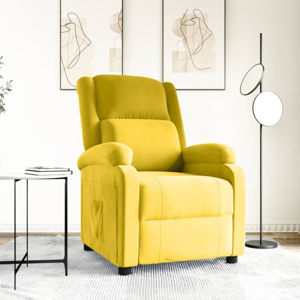 Reclining chair, yellow, velvet