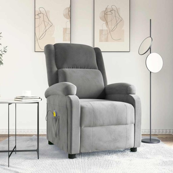 Massage chair, light gray, velvet