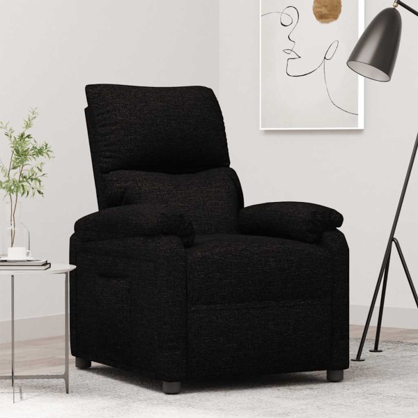 Reclining chair, black, fabric