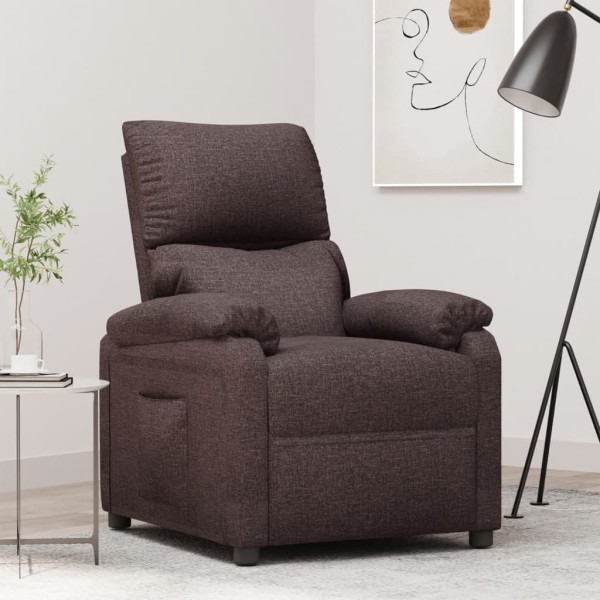 Reclining chair, dark brown, fabric