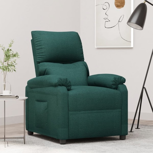 Reclining chair, dark green, fabric