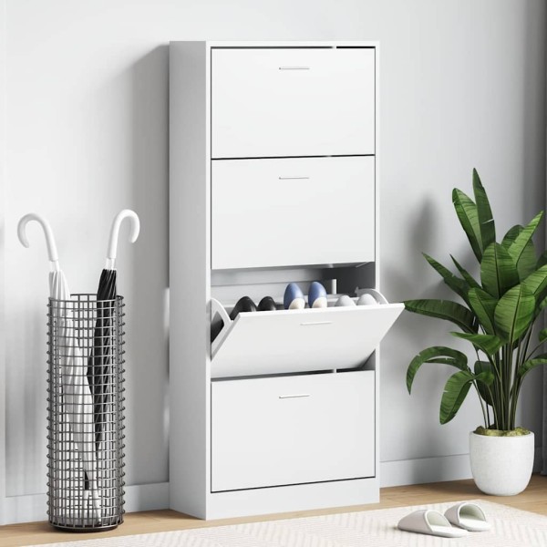 Shoe cabinet, white, 63x24x147cm, processed wood
